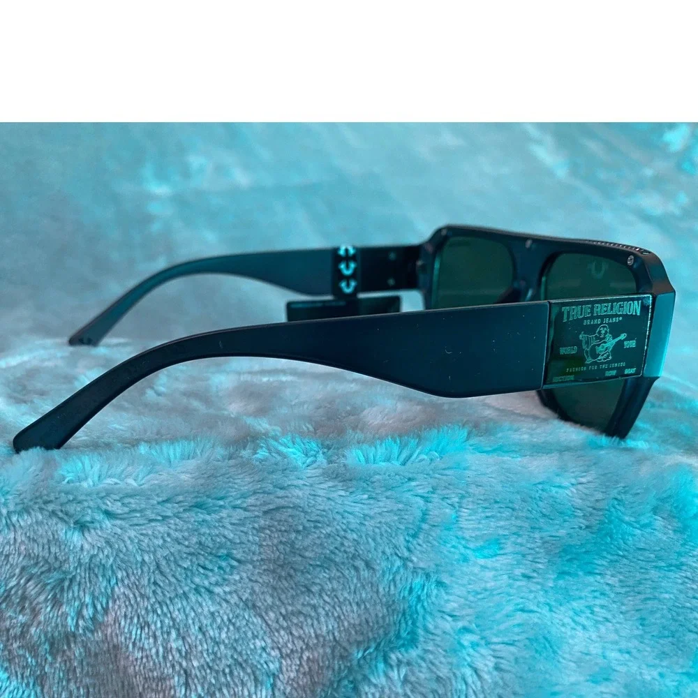 True Religion Sunglasses Mens OS Black TRM1872 Square Aviator UV Protection NWT